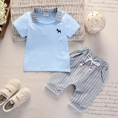 Summer boy puppy short sleeve two-piece set